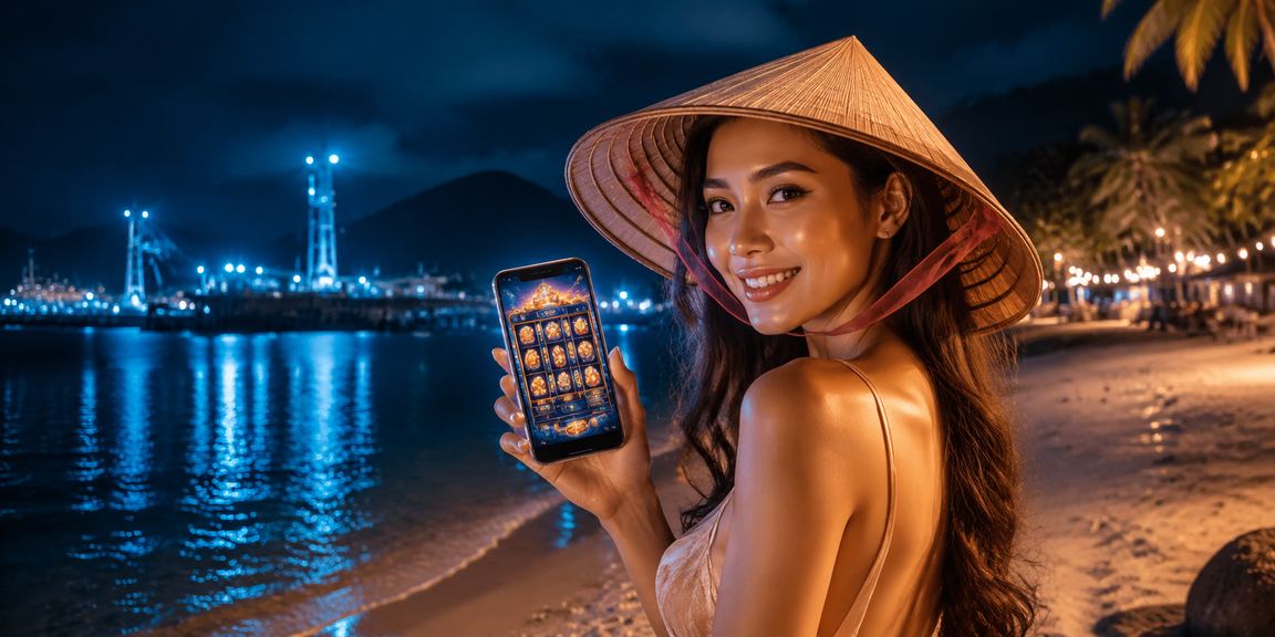 Người chơi slots trực tuyến tại Côn Đảo với nón lá truyền thống Việt Nam